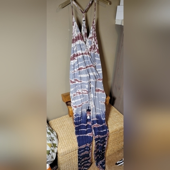 Young Fabulous & Broke YFB large racer back full length tiedie jumpsuit pocketed - Picture 2 of 10